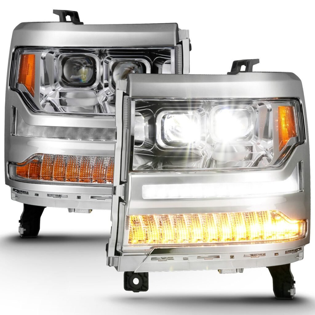 Chevy Silverado 16-18 1500 LED Projector Plank Headlights - Chrome