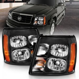 Cadillac Escalade 03-06 Crystal Headlight Black Amber - Image 1