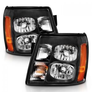 Cadillac Escalade 03-06 Crystal Headlight Black Amber - Image 2