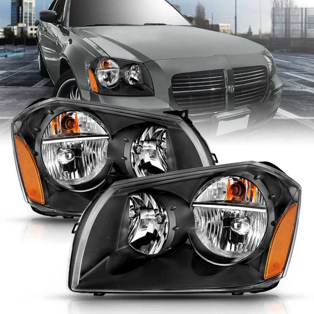 Dodge Magnum 05-07 Crystal Headlight Black Amber
