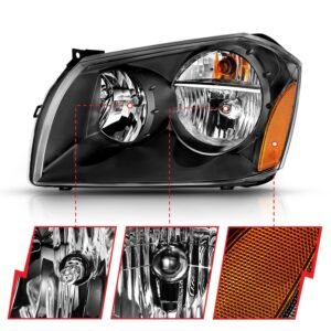 Dodge Magnum 05-07 Crystal Headlight Black Amber - Image 4