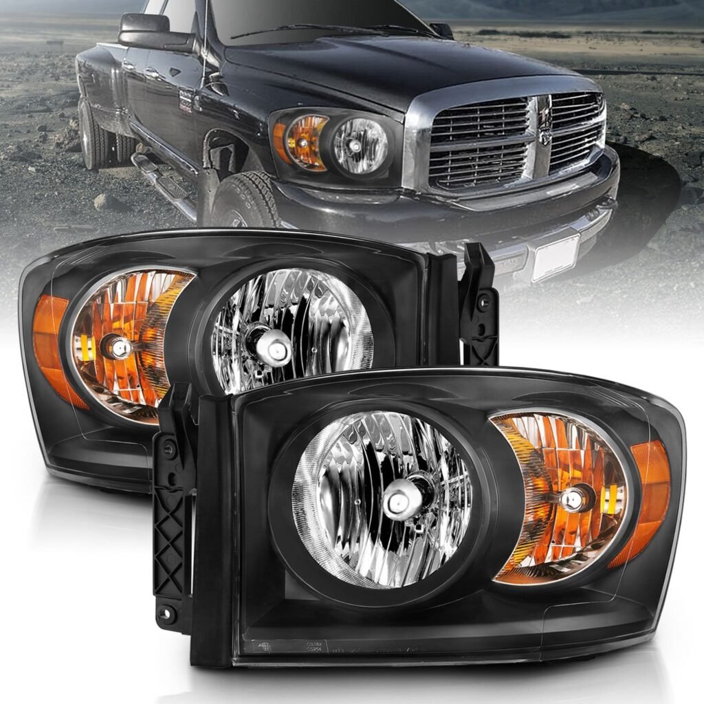 Dodge Ram 1500 06-08 2500/3500 06-09 Crystal Headlight Black