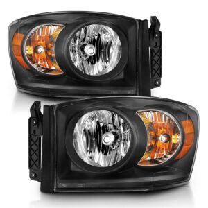 Dodge Ram 1500 06-08 2500/3500 06-09 Crystal Headlight Black - Image 4