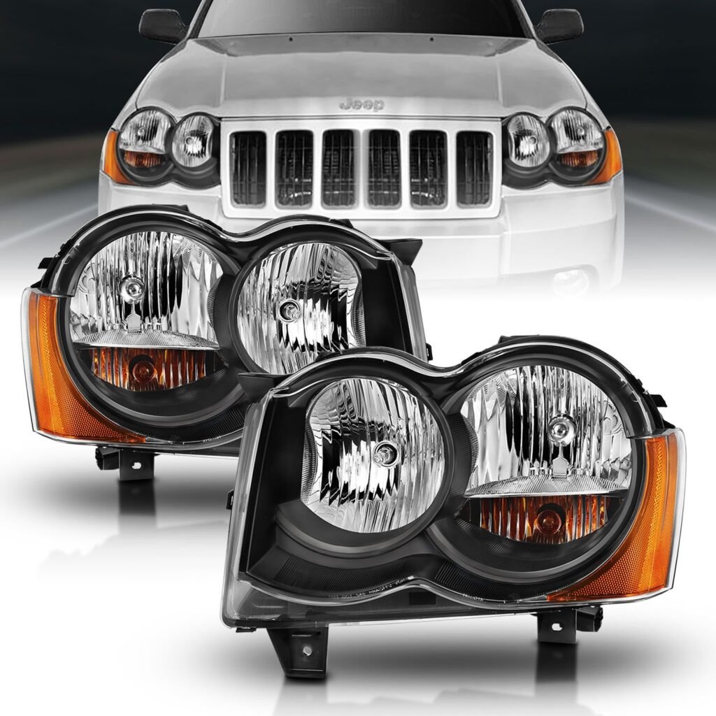 Jeep Grand Cherokee 08-09 Crystal Headlight Black Amber