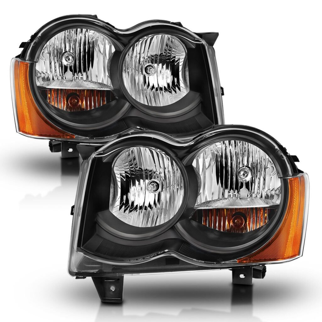 Jeep Grand Cherokee 08-09 Crystal Headlight Black Amber