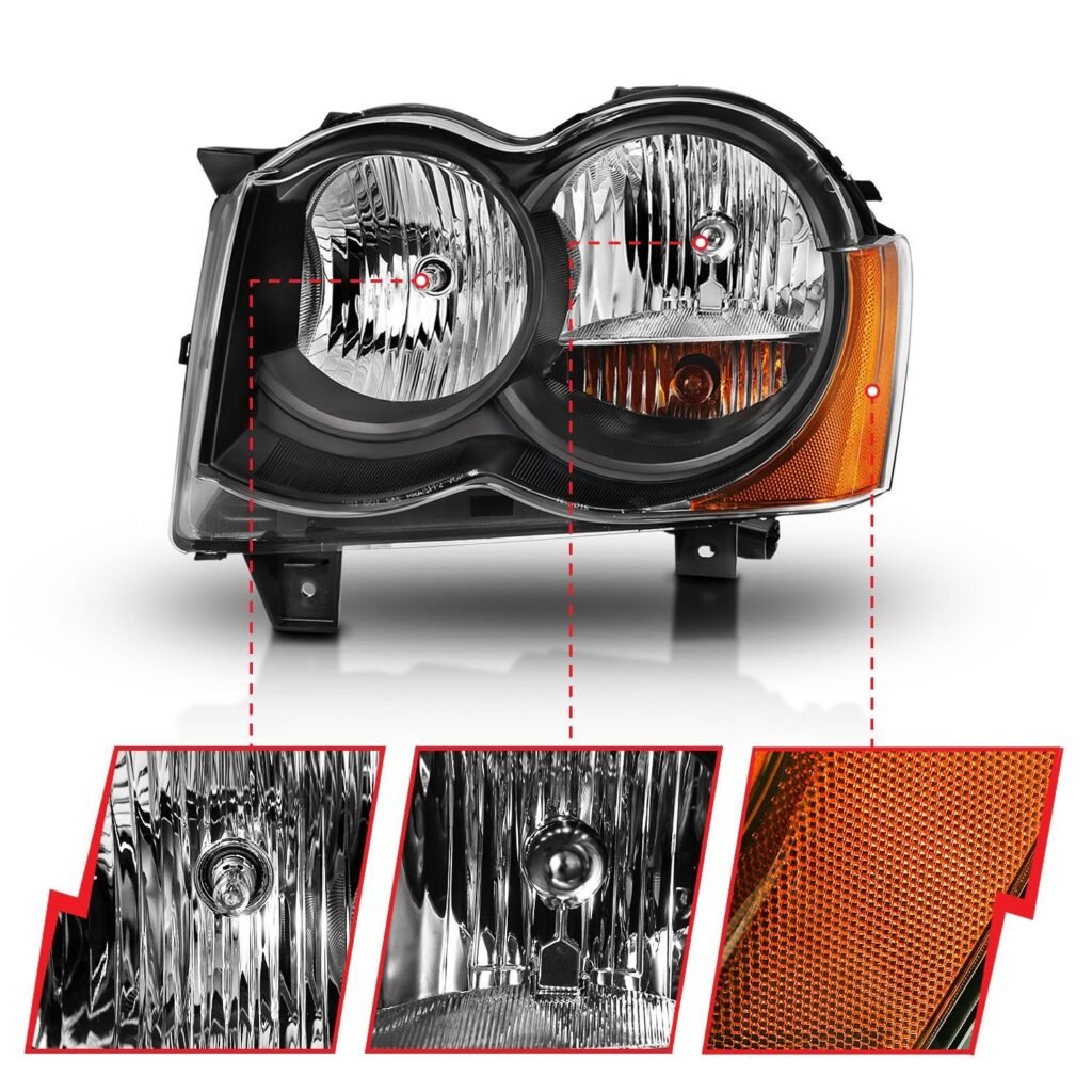 Jeep Grand Cherokee 08-09 Crystal Headlight Black Amber