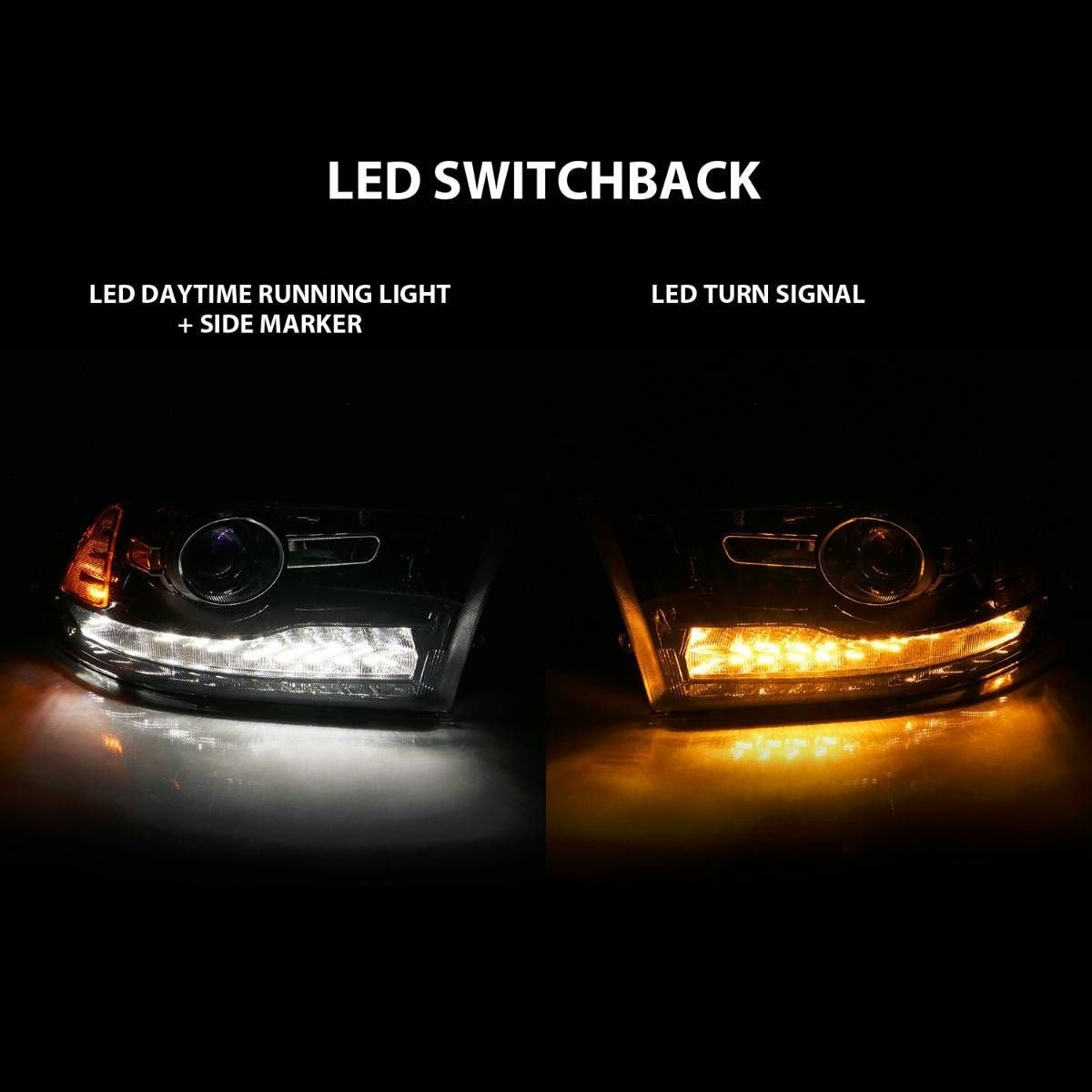 Dodge Ram 1500 09-18 / 2500/3500 10-18 Projector Headlights Black Amber - Image 7