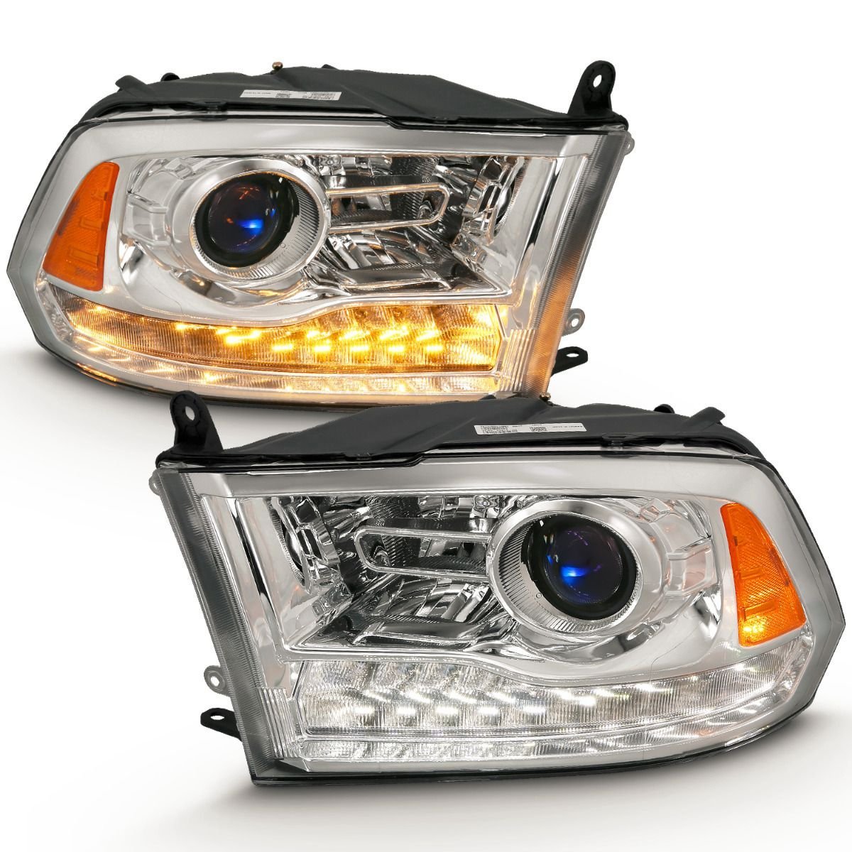 Dodge Ram 1500 09-18 / 2500/3500 10-18 Projector Headlights Chrome Amber - Image 2