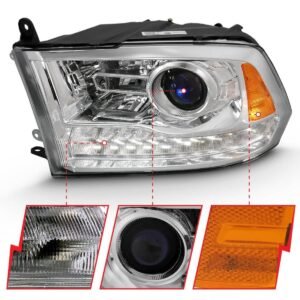 Dodge Ram 1500 09-18 / 2500/3500 10-18 Projector Headlights Chrome Amber - Image 3
