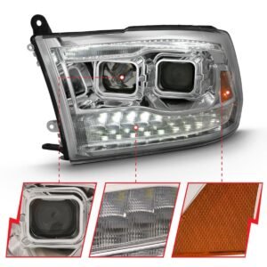Dodge Ram 1500 09-18 / Ram 2500/3500 10-18 Dual Projector Switchback Headlights Chrome Amber (for All Models) - Image 3