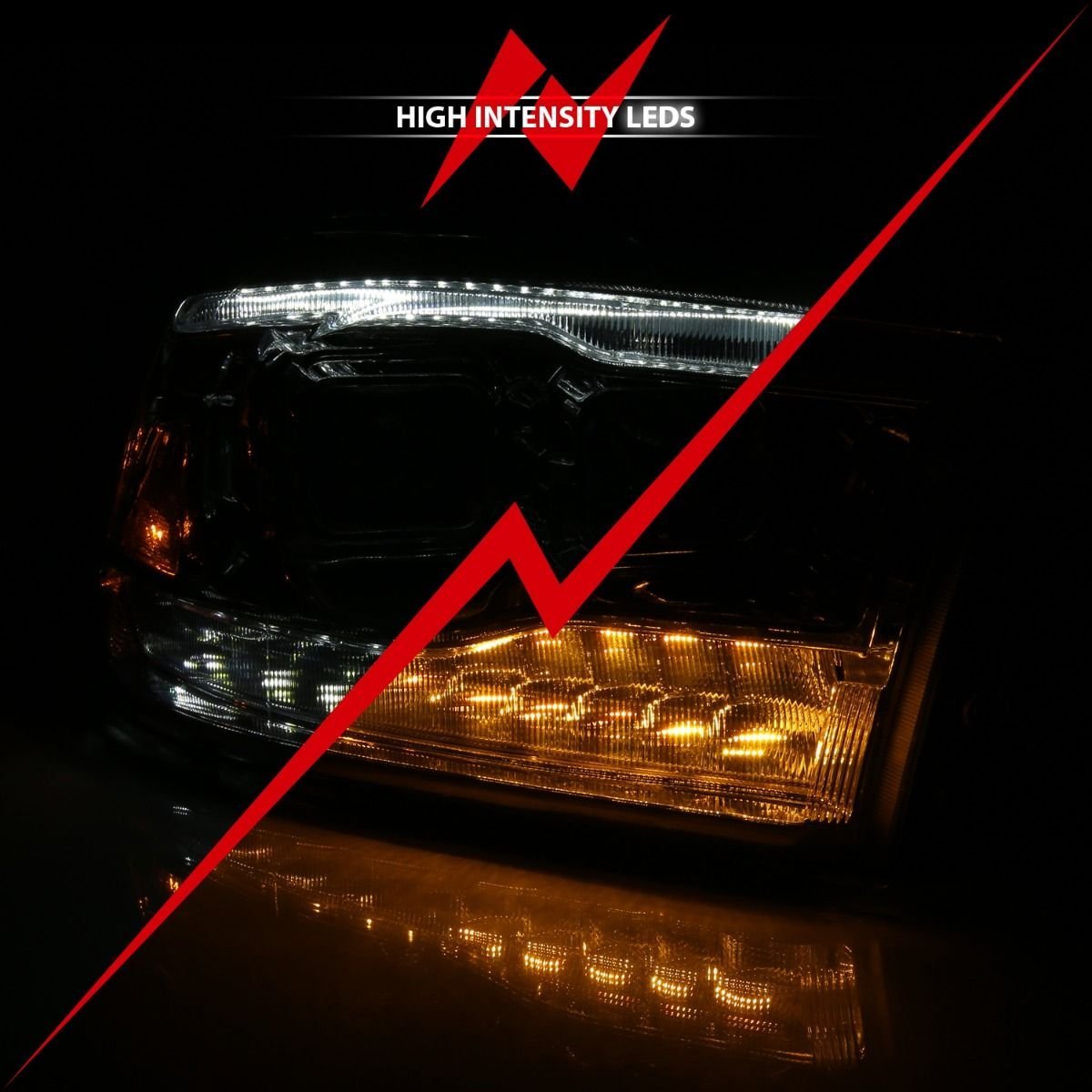 Dodge Ram 1500 09-18 / Ram 2500/3500 10-18 Dual Projector Switchback Headlights Chrome Amber (for All Models) - Image 6