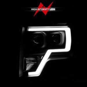 Ford F-150 09-14 Projector Headlights With Black Housing Plank Style Light Bar - Image 6