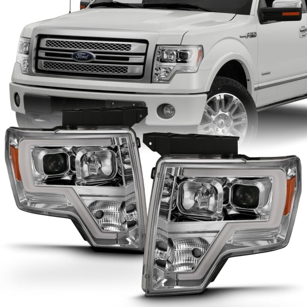 Ford F-150 09-14 Projector Headlight With Chrome Housing and Light Bar