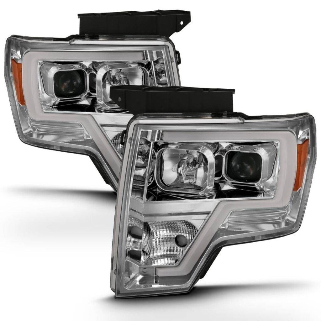 Ford F-150 09-14 Projector Headlight With Chrome Housing and Light Bar