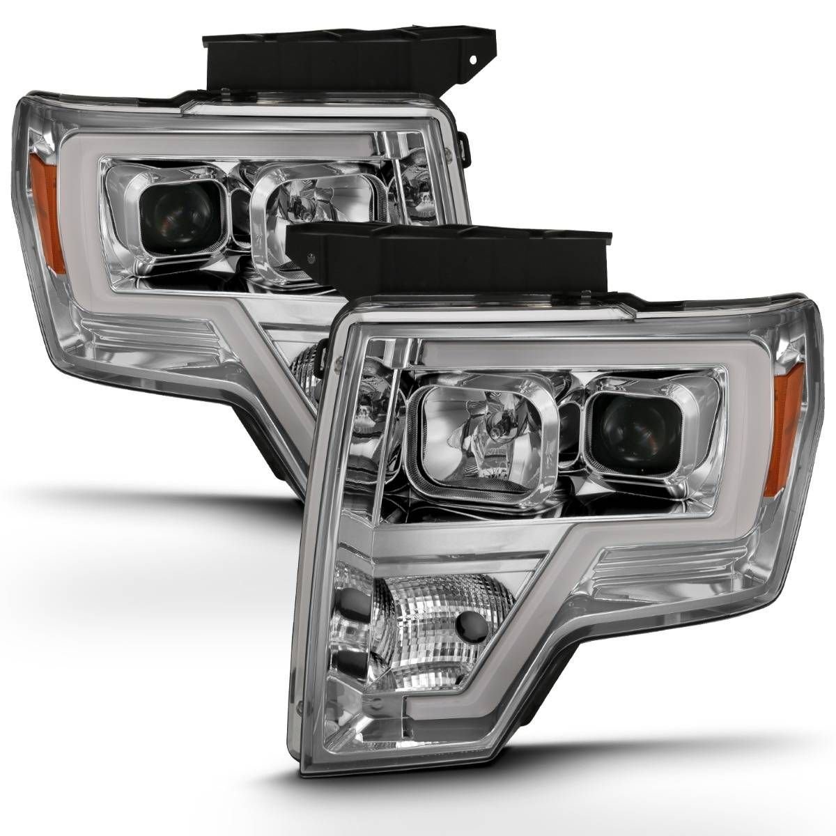 Ford F-150 09-14 Projector Headlight With Chrome Housing and Light Bar - Image 2