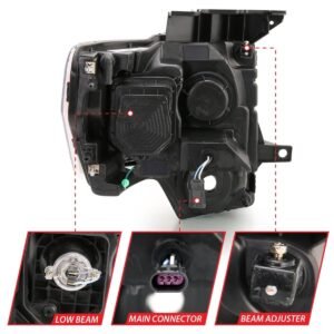 Ford F-150 09-14 Projector Headlight With Chrome Housing and Light Bar - Image 5