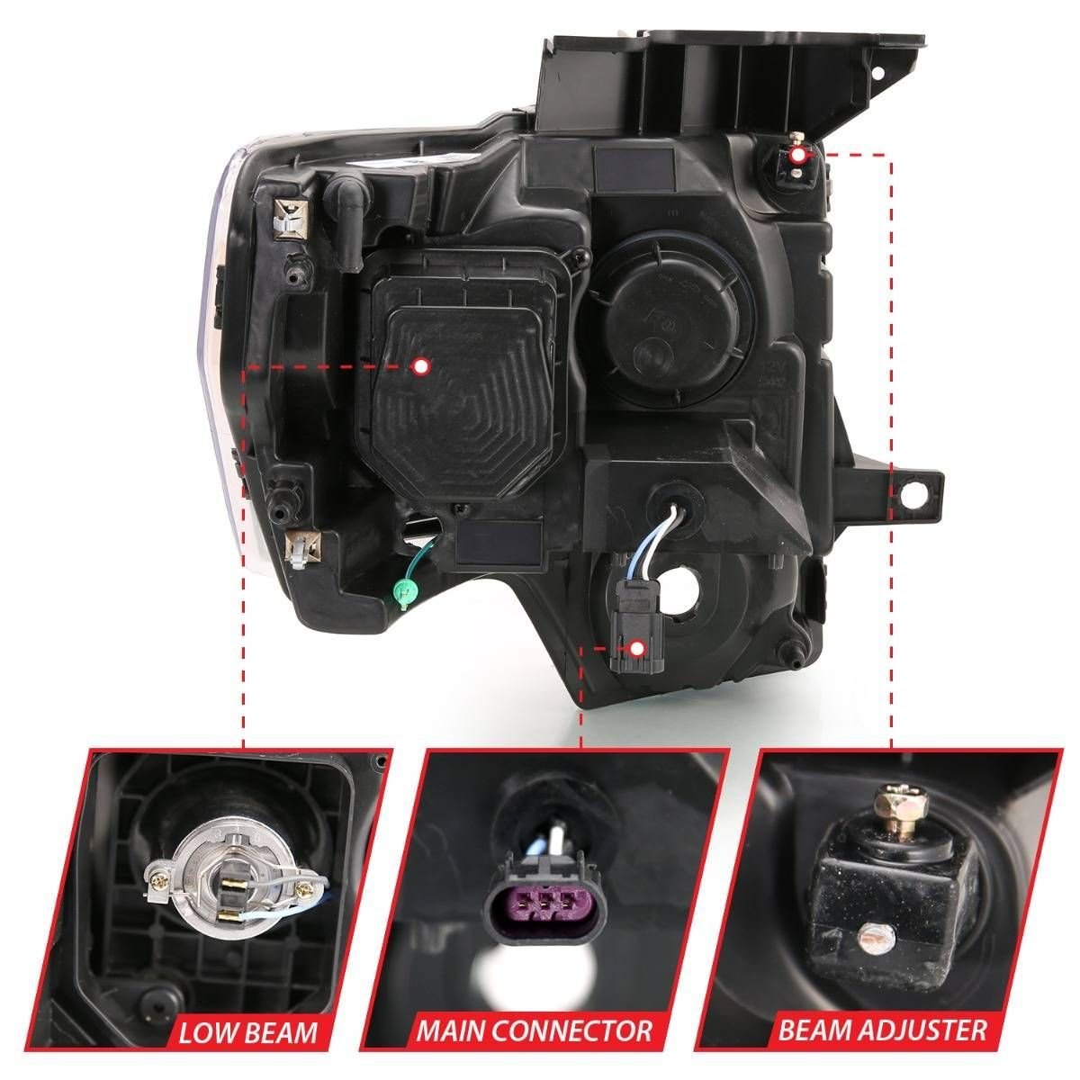 Ford F-150 09-14 Projector Headlight With Chrome Housing and Light Bar - Image 5