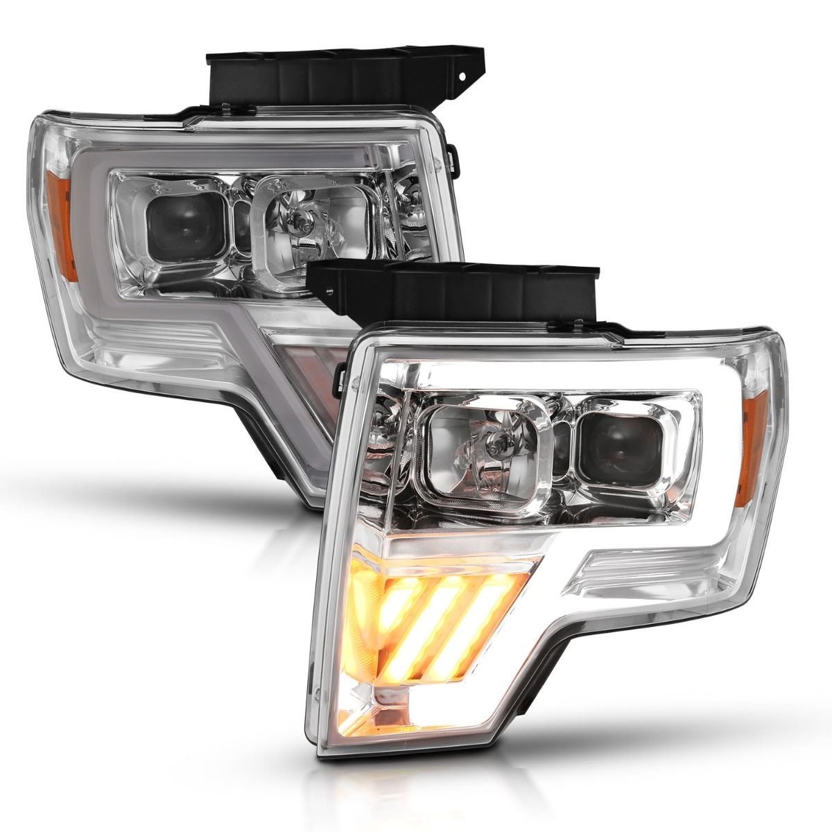 Ford F150 09-14 Projector Led Light Bar Headlight Chrome - Image 2