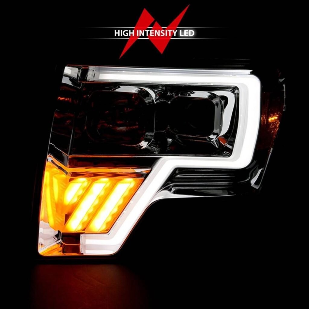 Ford F150 09-14 Projector Led Light Bar Headlight Chrome