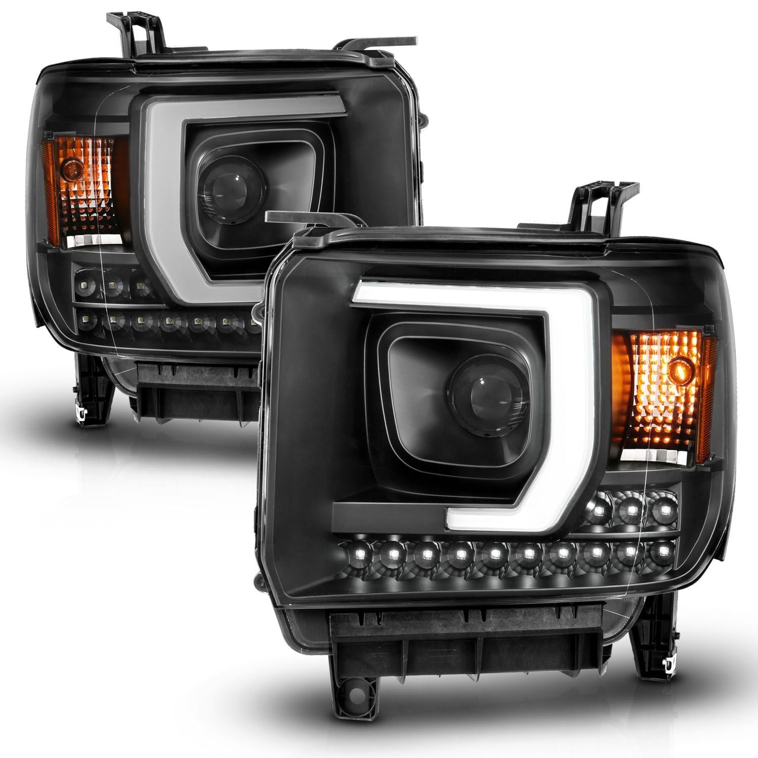 GMC Sierra 1500 14-15 /2500hd/3500hd 15-19 Projector Headlights Black - Image 2