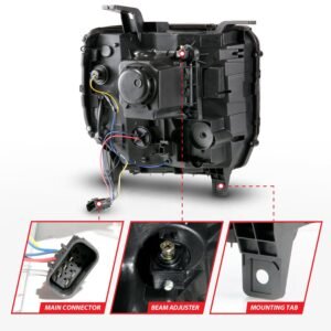 GMC Sierra 1500 14-15 /2500hd/3500hd 15-19 Projector Headlights Black - Image 5