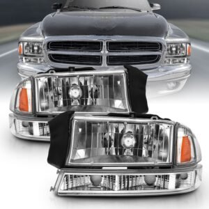 DODGE DAKOTA 97-04 / DODGE DURANGO 98-03 CRYSTAL HEADLIGHTS CHROME W/ PARKING LIGHT (2 PCS) - Image 1