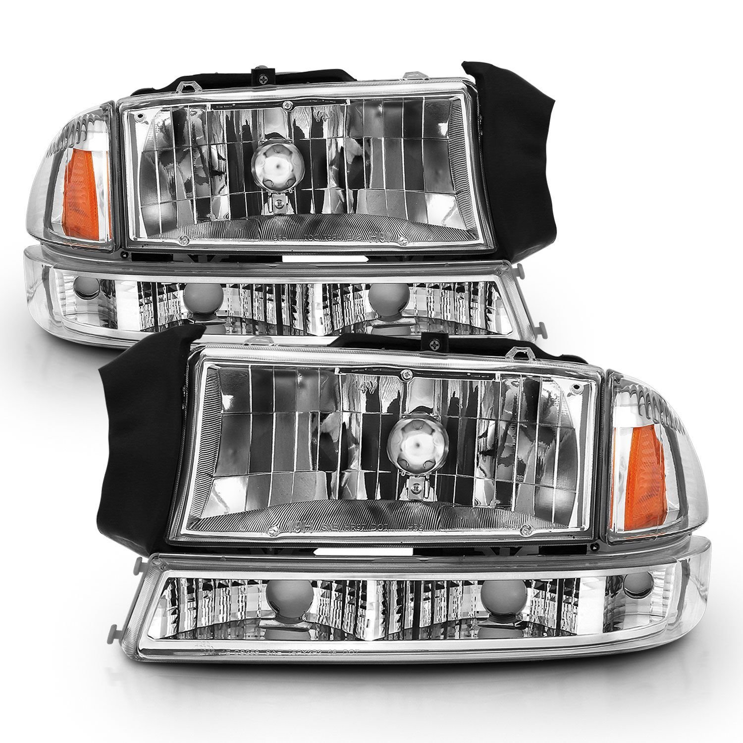 DODGE DAKOTA 97-04 / DODGE DURANGO 98-03 CRYSTAL HEADLIGHTS CHROME W/ PARKING LIGHT (2 PCS) - Image 4