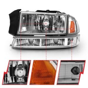 DODGE DAKOTA 97-04 / DODGE DURANGO 98-03 CRYSTAL HEADLIGHTS CHROME W/ PARKING LIGHT (2 PCS) - Image 5