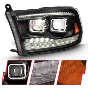 Dodge Ram 1500 09-18 /ram 2500/3500 10-18 Dual Led Projector Headlights Black - Image 3