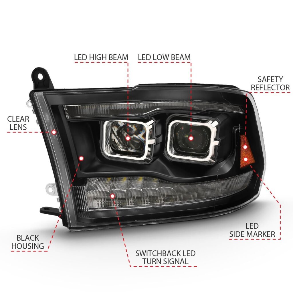 Dodge Ram 1500 09-18 /ram 2500/3500 10-18 Dual Led Projector Headlights Black