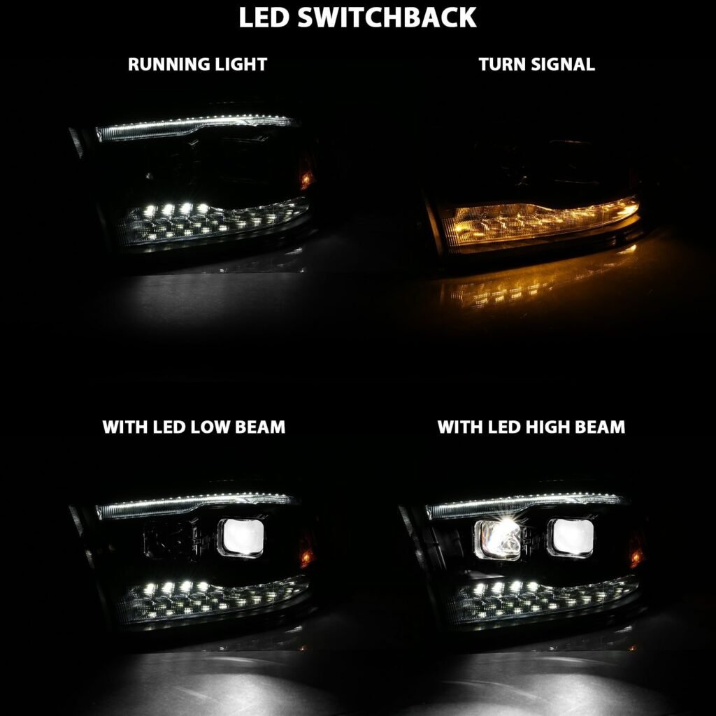 Dodge Ram 1500 09-18 /ram 2500/3500 10-18 Dual Led Projector Headlights Black