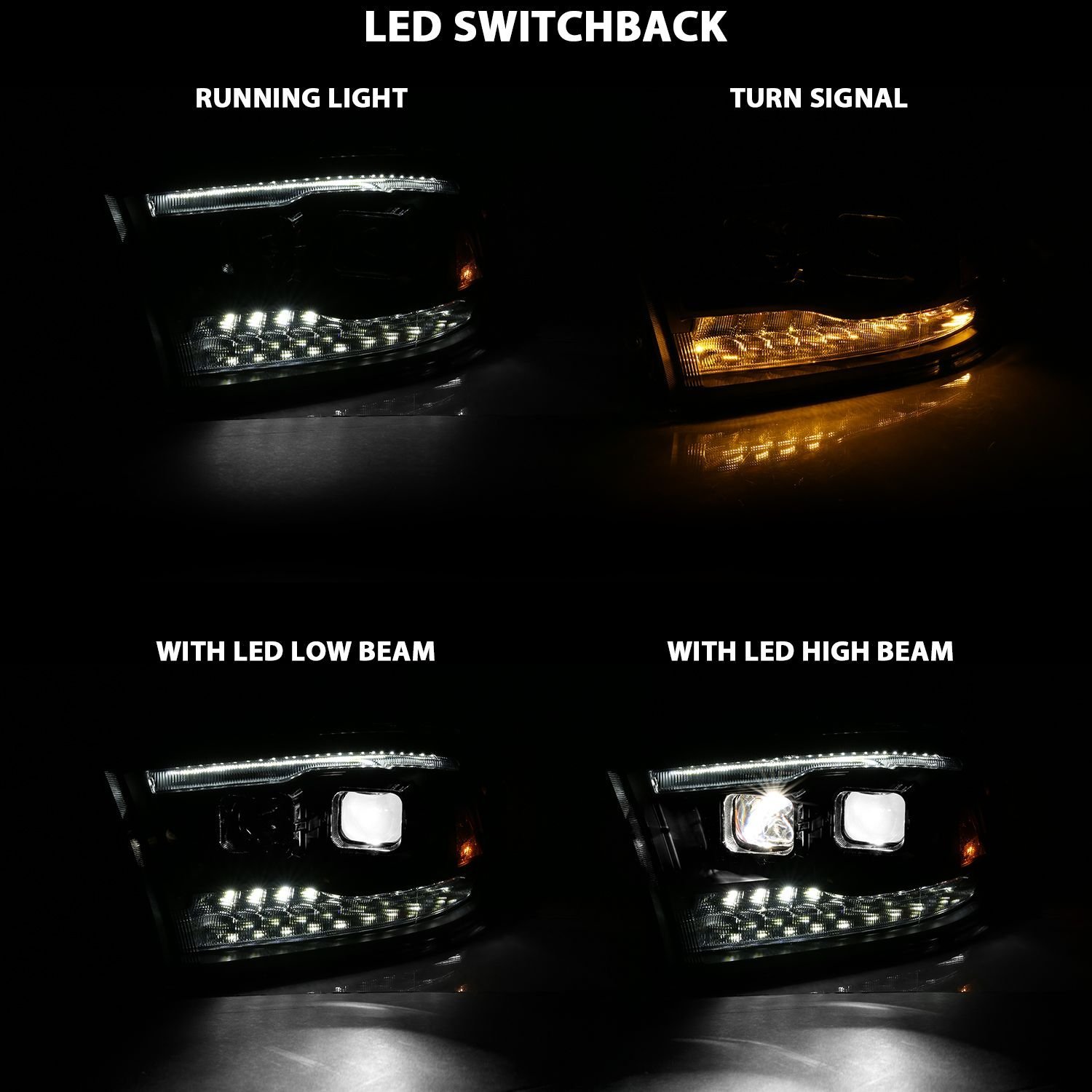 Dodge Ram 1500 09-18 /ram 2500/3500 10-18 Dual Led Projector Headlights Black - Image 7