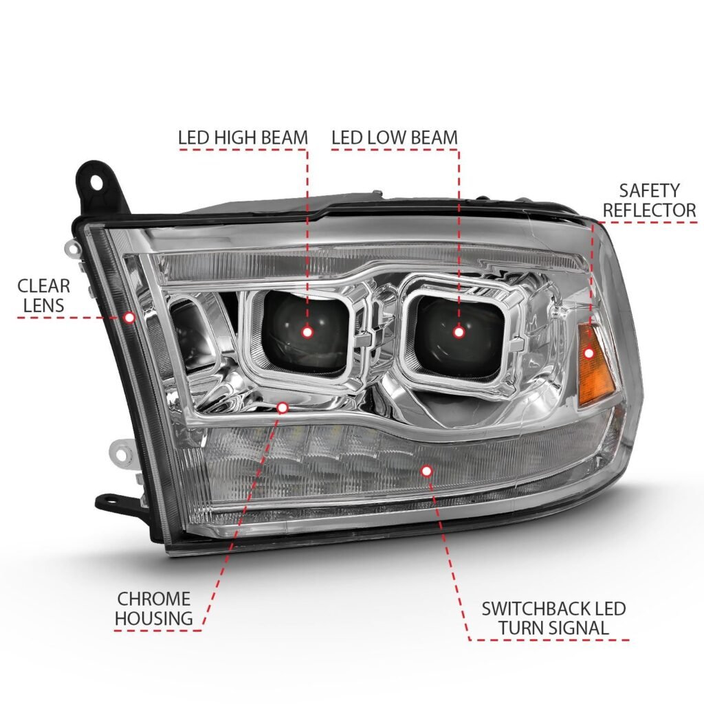 Dodge Ram 1500 09-18 /Ram 2500/3500 10-18 Dual LED Projector Headlights Chrome