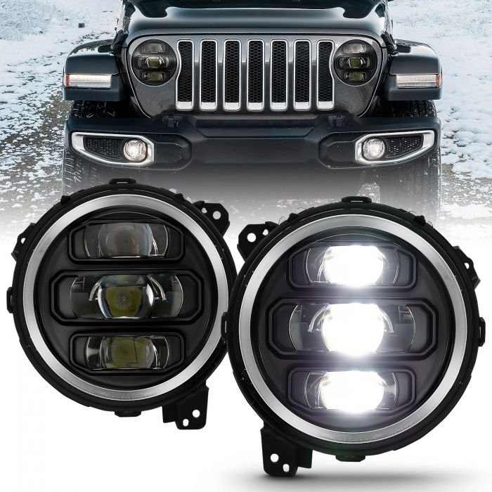 Jeep Wrangler Jl 18-21 Full Led Projector Headlights Black (Jeep Wrangler Jl Only)