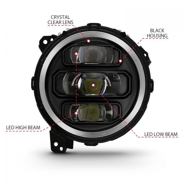 Jeep Wrangler Jl 18-21 Full Led Projector Headlights Black (Jeep Wrangler Jl Only)