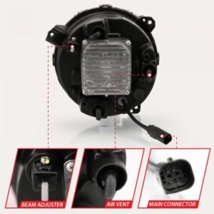 Jeep Wrangler Jl 18-21 Full Led Projector Headlights Black (Jeep Wrangler Jl Only) - Image 7