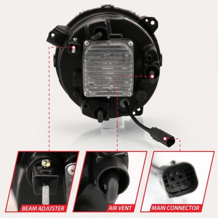 Jeep Wrangler Jl 18-21 Full Led Projector Headlights Black (Jeep Wrangler Jl Only)