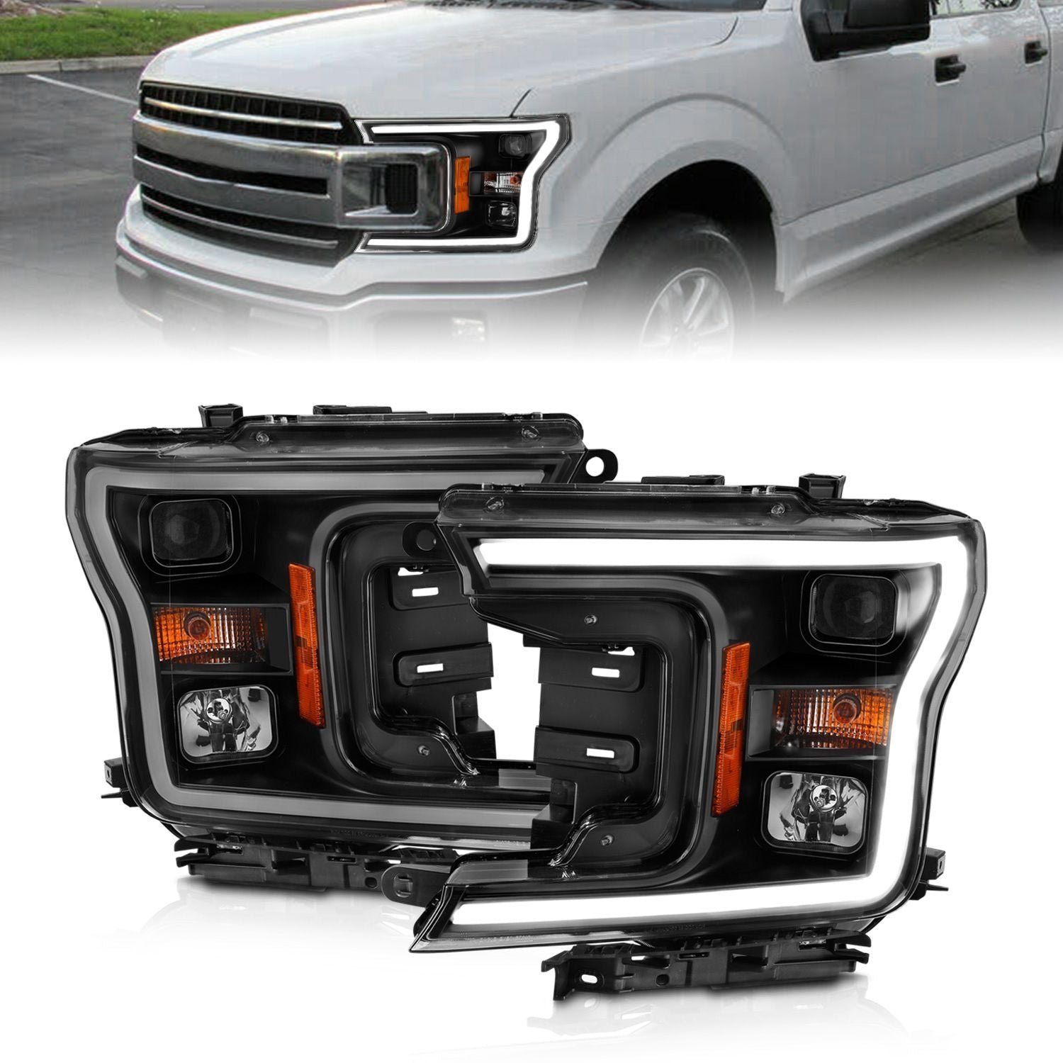 Ford F-150 18-20 Projector Led Plank Style Headlights Black - Image 1