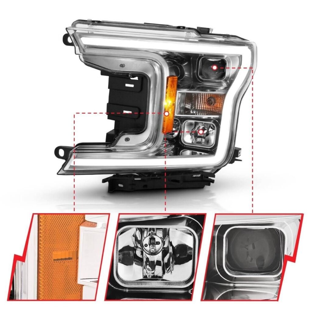 Ford F-150 18-20 Projector Led Plank Style Headlights Chrome