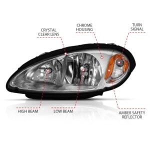 Chrysler PT Cruiser 01-05 Crystal Headlight Chrome Amber (Oe) - Image 4