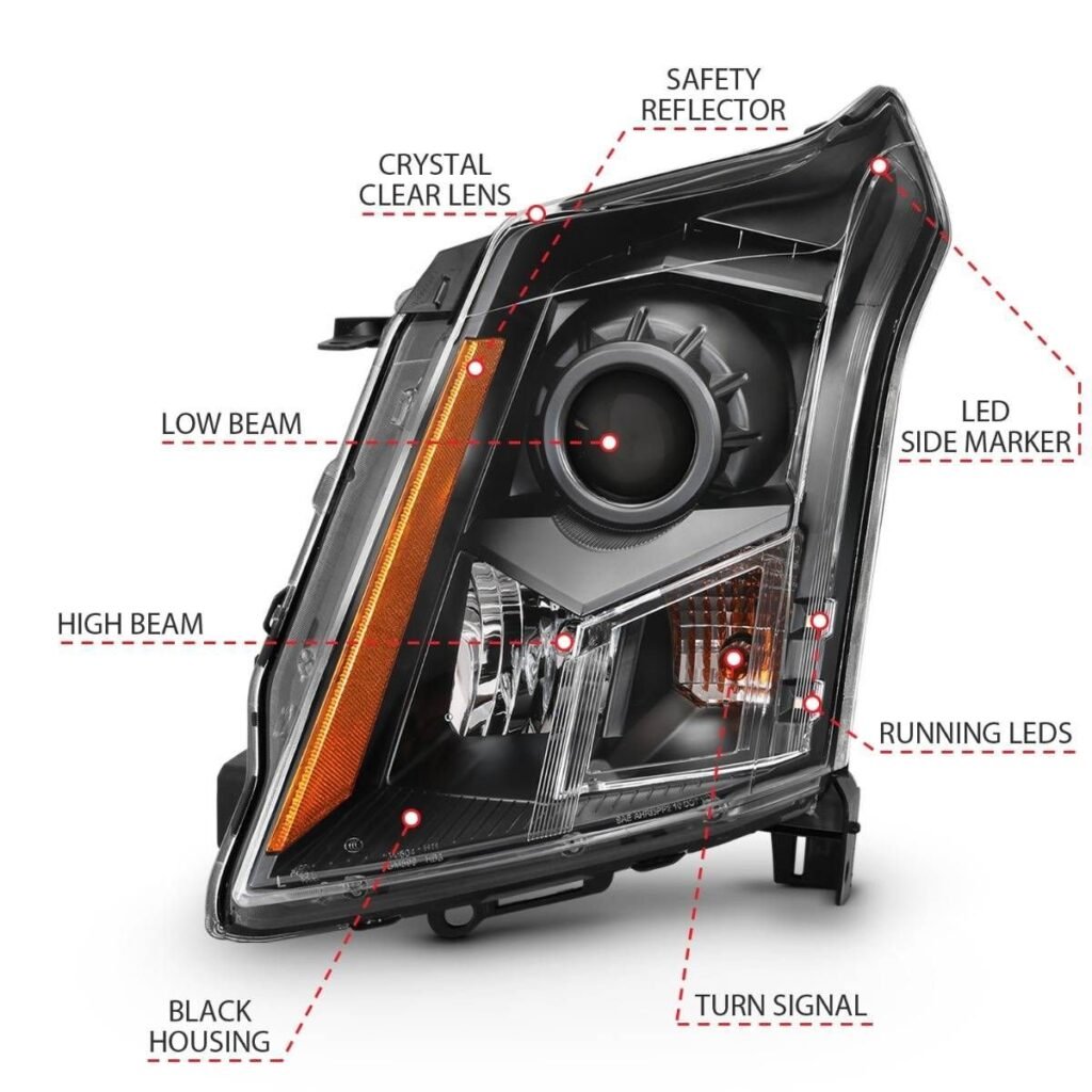 Cadillac SRX 10-16 Projector Headlight Black (OE)