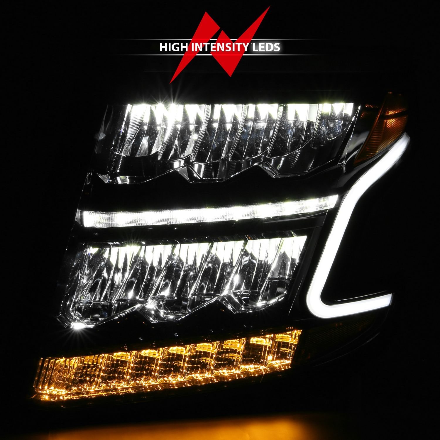 Chevy Tahoe 15-20 Suburban 15-20 Led Crystal Plank Style Headlight - Black - Image 6