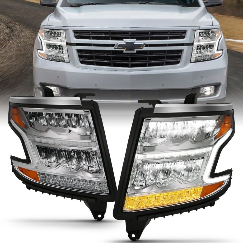 Chevy Tahoe 15-20 Suburban 15-20 Led Crystal Plank Style Headlight - Chrome