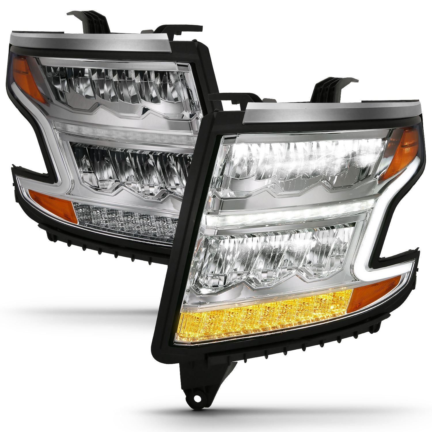 Chevy Tahoe 15-20 Suburban 15-20 Led Crystal Plank Style Headlight - Chrome - Image 8