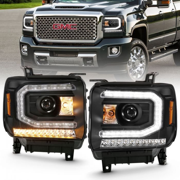 GMC Sierra 1500 16-19 Projector Headlight Plank Style Black