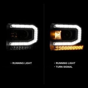 GMC Sierra 1500 16-19 Projector Headlight Plank Style Black - Image 2