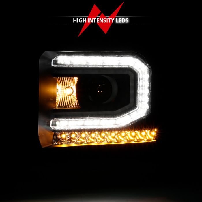 GMC Sierra 1500 16-19 Projector Headlight Plank Style Black