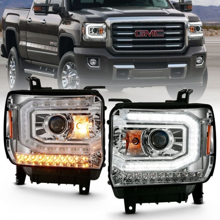 GMC Sierra 1500 16-19 Projector Headlight Plank Style Chrome