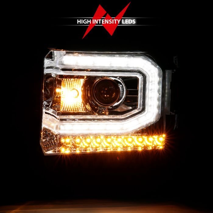 GMC Sierra 1500 16-19 Projector Headlight Plank Style Chrome