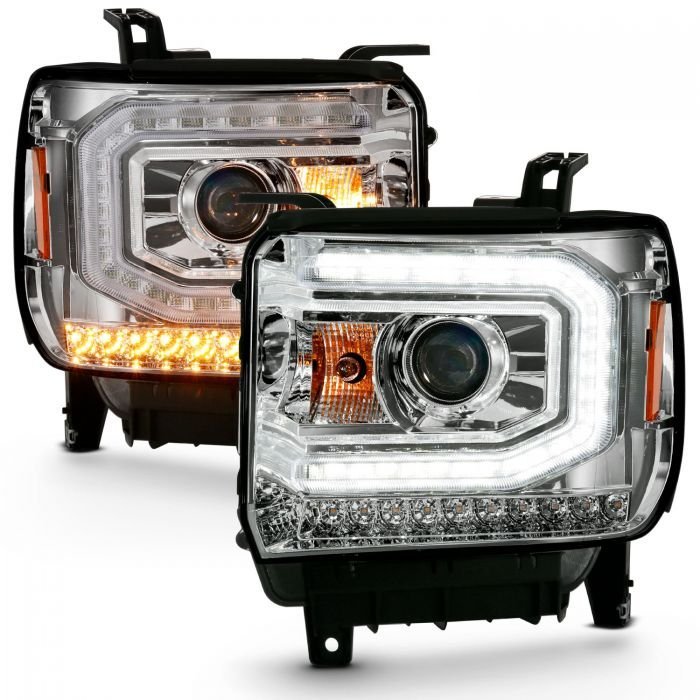GMC Sierra 1500 16-19 Projector Headlight Plank Style Chrome